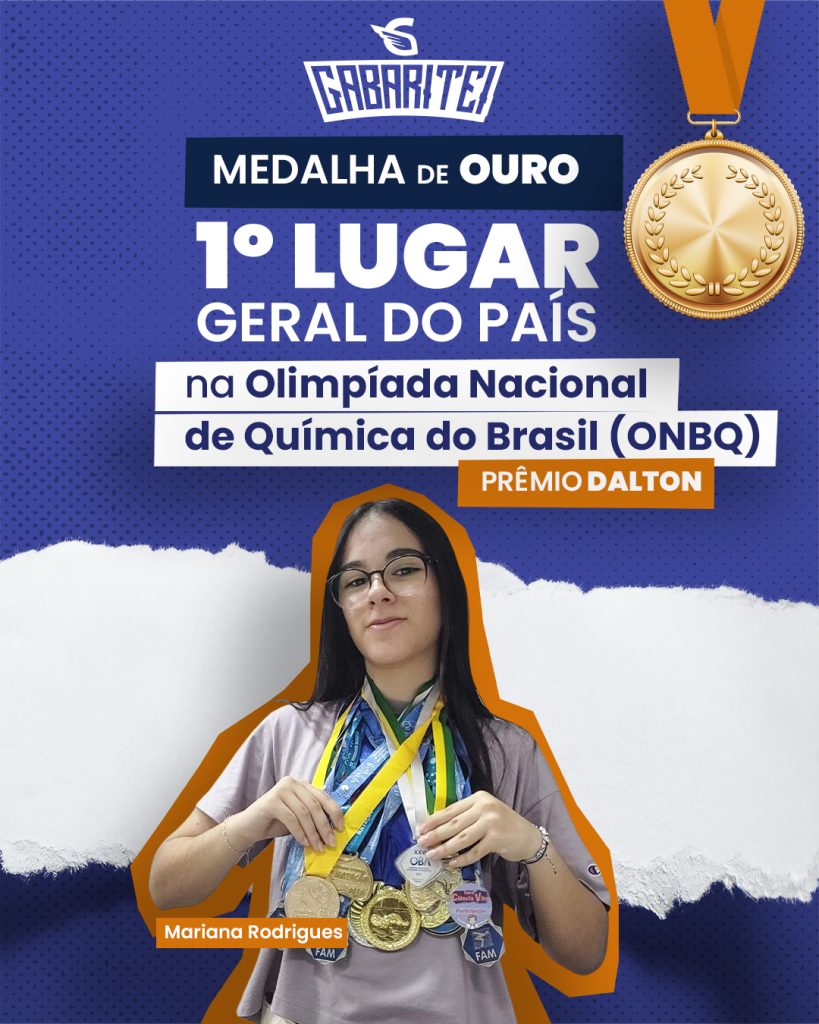 Aluna do Gabarito Educação conquista 1º lugar do Brasil na Olimpíada Nacional de Química e recebe Prêmio Dalton